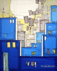 Salman Farooqi, Acrylic on Canvas, 16 x 20 Inch, Cityscape Painting, AC-SF-067
